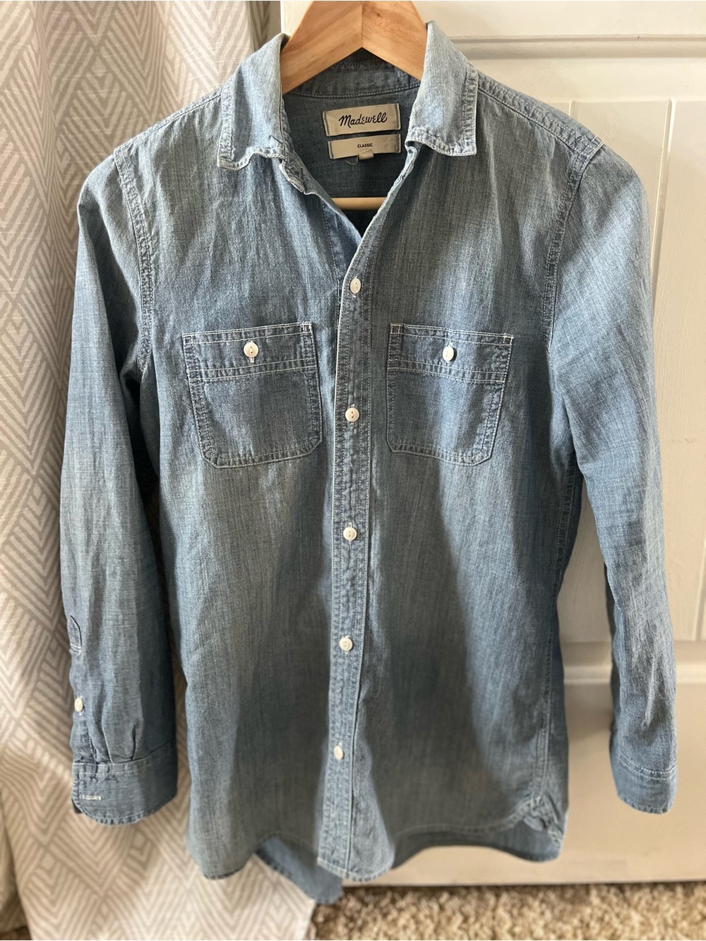 Madewell Washed Denim Button-Down Shirt in Light Blue